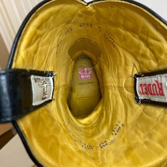 Mens Vintage Cowboy Boots Rudel Made In Mexico 9.5E Alligator Western Boot Black - Picture 9 of 10